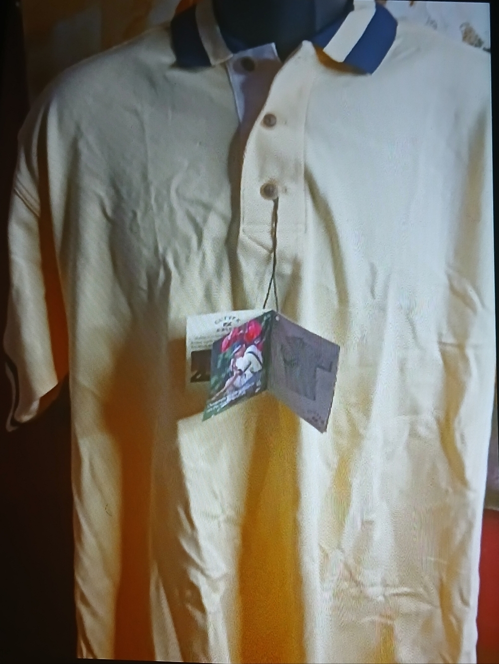 Cutter & Buck Cream Polo with Navy Contrast Collar
